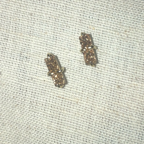 Gold Druzy posts - 14k over sterling - Picture 6 of 8